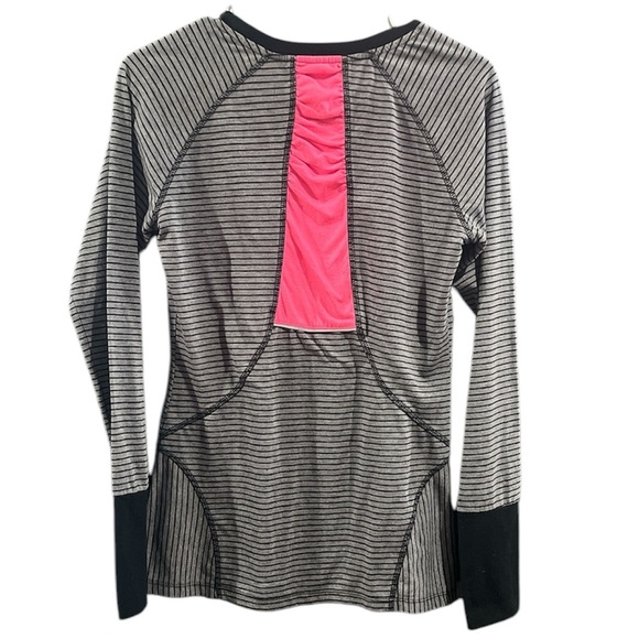 RBX Grey & Black Striped Long-Sleeve Exercise Top - Size Medium - Picture 5 of 6